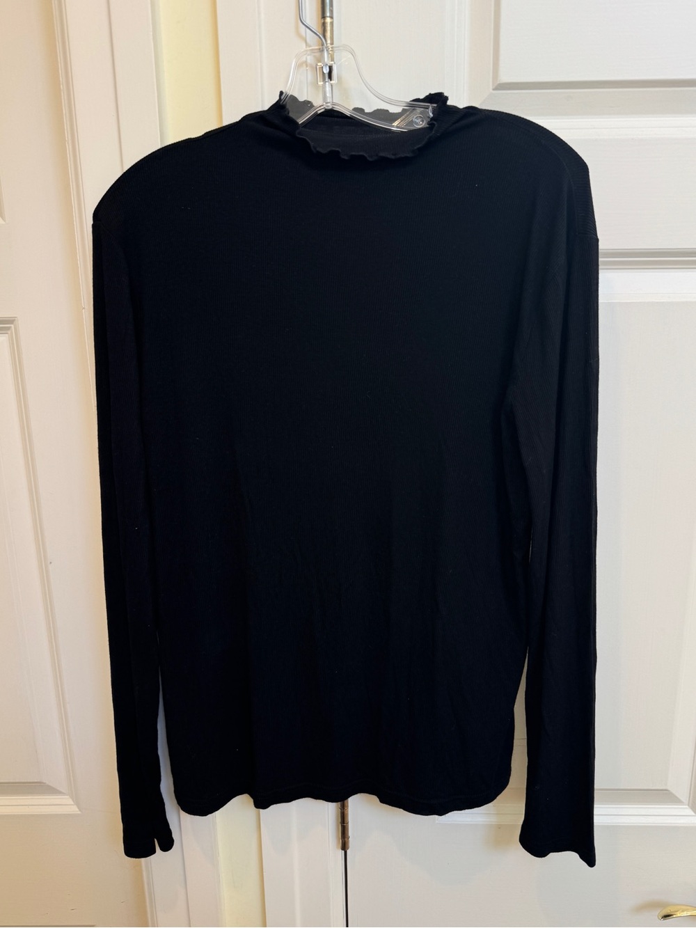Popzone Black Ribbed Long Sleeve Top